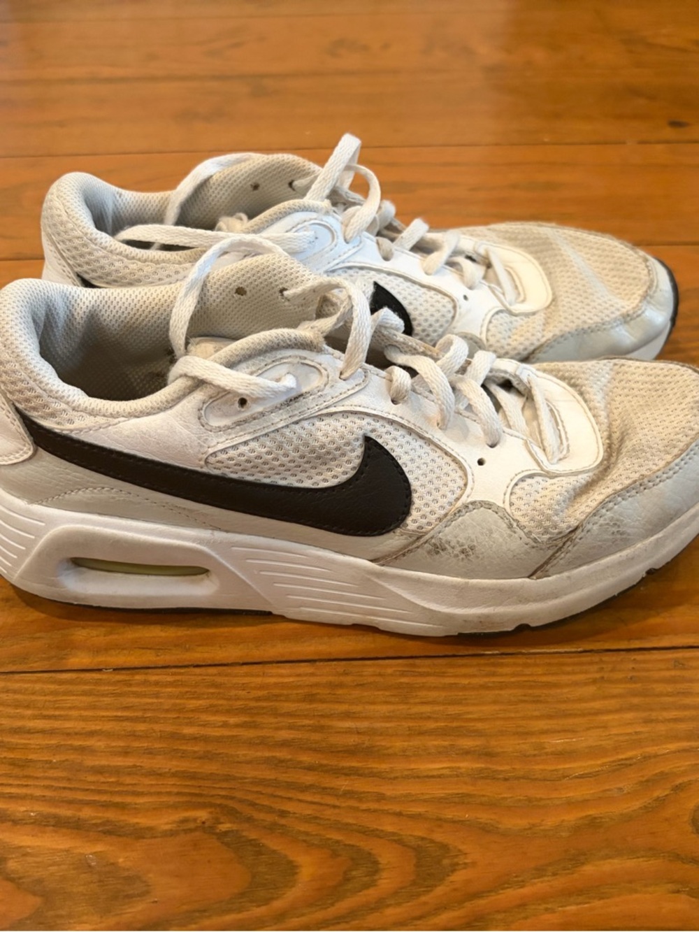 Nike Kids White Sneakers with Black Swoosh Accent